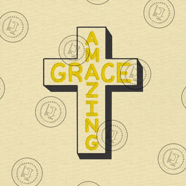 AMAZING GRACE CROSS EASTER CHRISTIAN Machine Embroidery Design