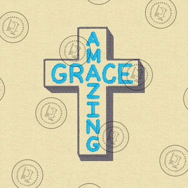 AMAZING GRACE CROSS EASTER CHRISTIAN Machine Embroidery Design