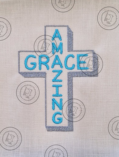 AMAZING GRACE CROSS EASTER CHRISTIAN Machine Embroidery Design