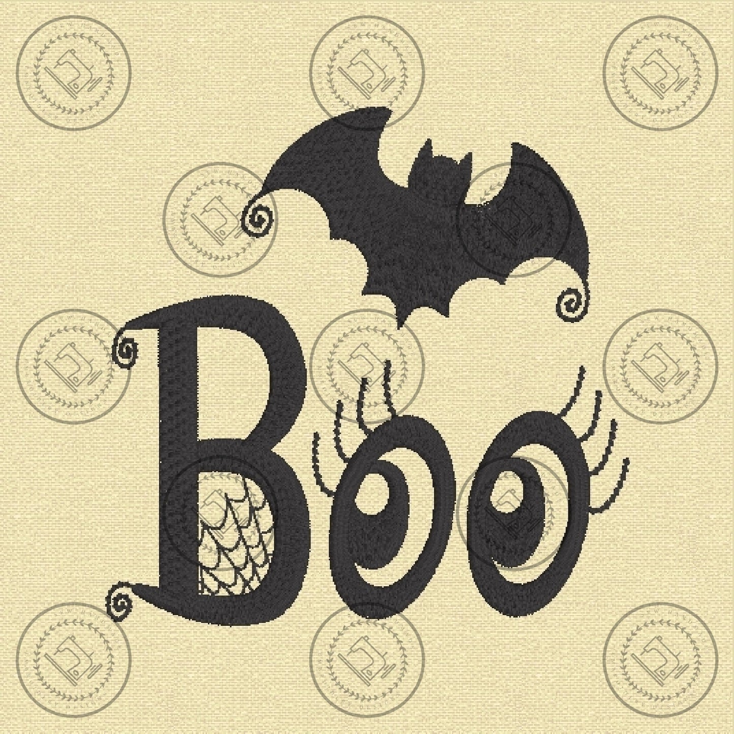 BOO BAT EYES HALLOWEEN HARVEST Machine Embroidery Design - B0024 4 x 4