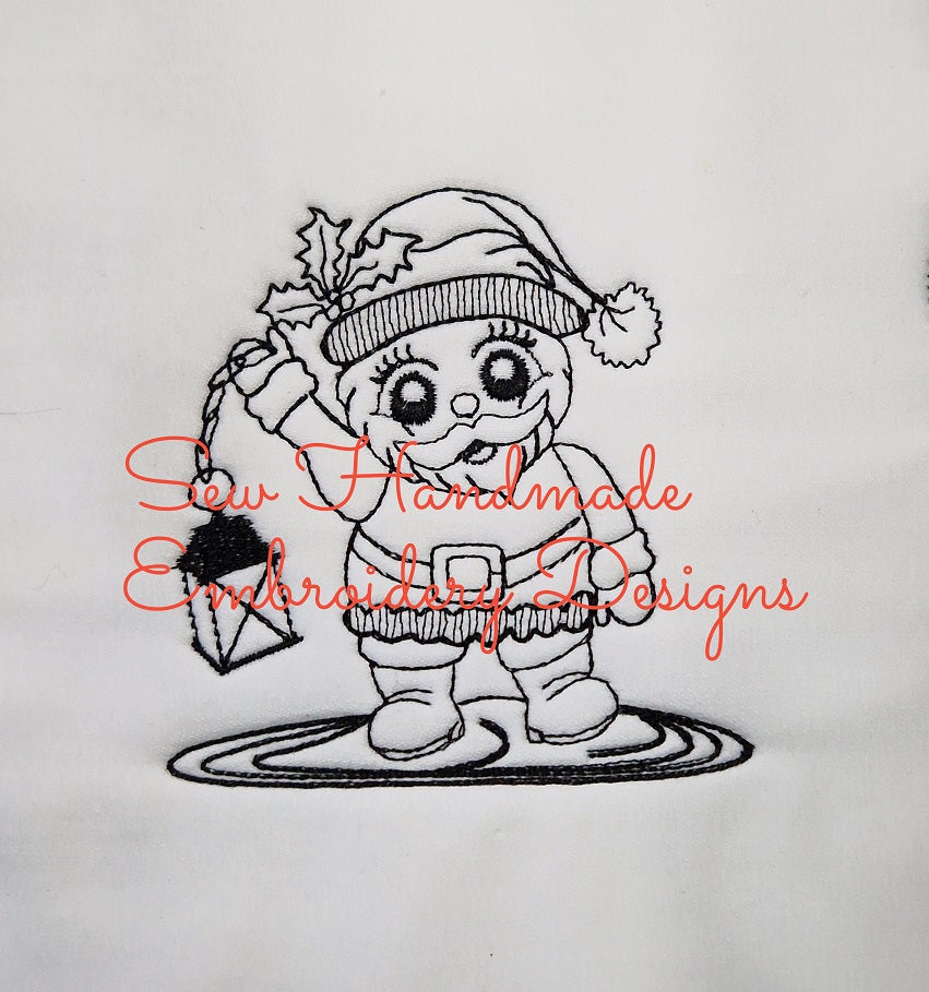 CHRISTMAS SKETCH SANTA CLAUS Machine Embroidery Design - CS01s 4 x 4