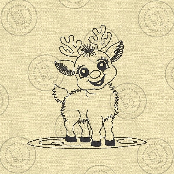 CHRISTMAS SKETCH REINDEER Machine Embroidery Design - CS02s 4 x 4