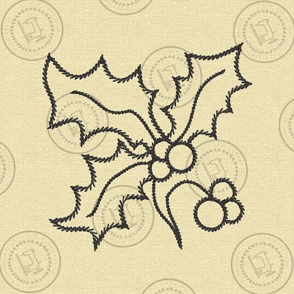 CHRISTMAS SKETCH HOLLY Machine Embroidery Design - CS05s 4 x 4