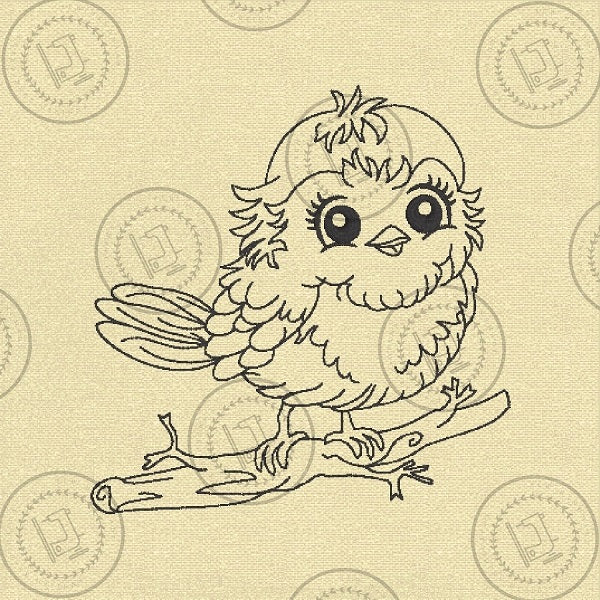 CHRISTMAS SKETCH ROBIN ON A BRANCH Machine Embroidery Design - CS06s 4 x 4
