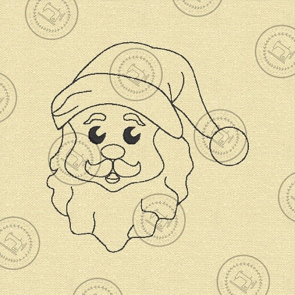 CHRISTMAS SANTA HEAD SKETCH Embroidery Design - CSHS23 4 x 4