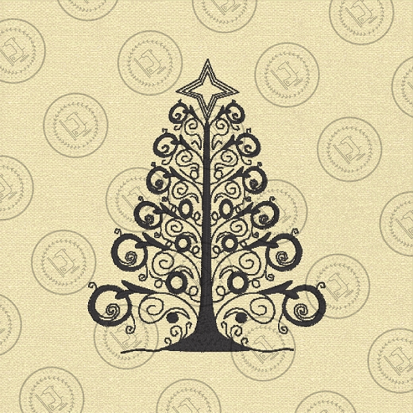 SWIRLY SILHOUETTE CHRISTMAS TREE - CT23 3.5 x 4