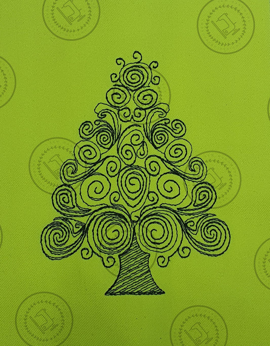 CURLY SILHOUETTE CHRISTMAS TREE Machine Embroidery Design - CT23a 4.5 x 5