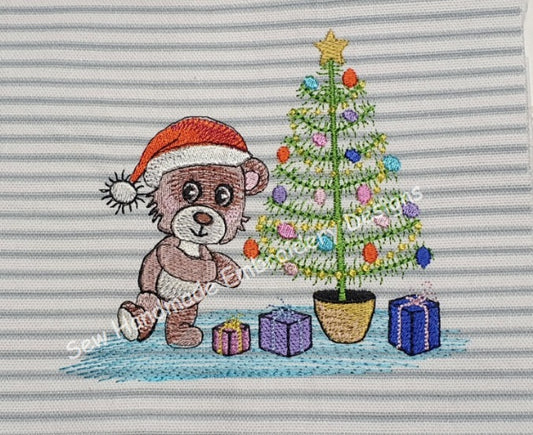 CHRISTMAS TREE TEDDY SANTA Embroidery Design - XTS22 5 x 5.5