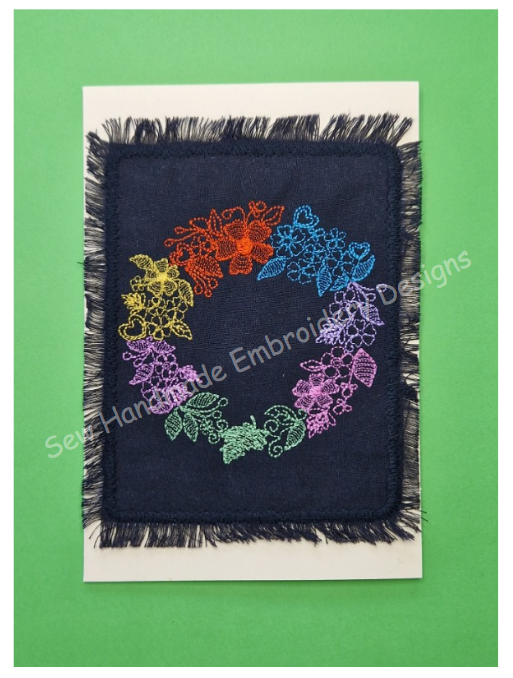 COLOURFUL FLORAL WREATH Machine Embroidery Design - CFW24s 4 x 4