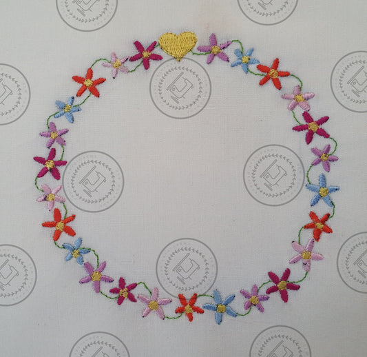 FLORAL CIRCLE MONOGRAM FRAME Machine Embroidery Design - FCMF23 4 x 4