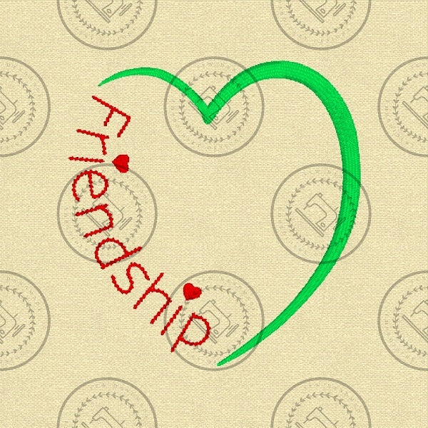 FRIENDSHIP HEART Machine Embroidery Design - FH824 4 x 4