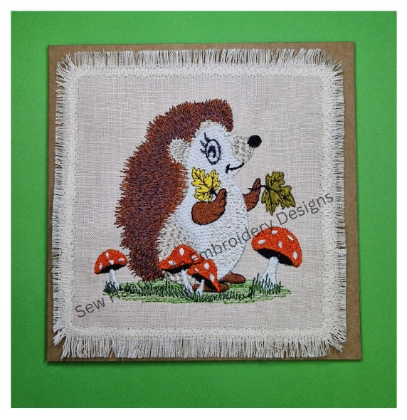 HEDGEHOG IN THE TOADSTOOLS Machine Embroidery Design
