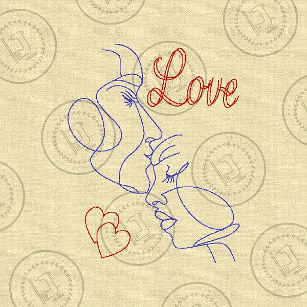 LOVE COUPLE FACE SCULPTURE Embroidery Design - LC424 4 x 5