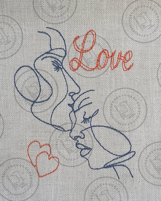 LOVE COUPLE FACE SCULPTURE Machine Embroidery Design - LC424 4 x 5