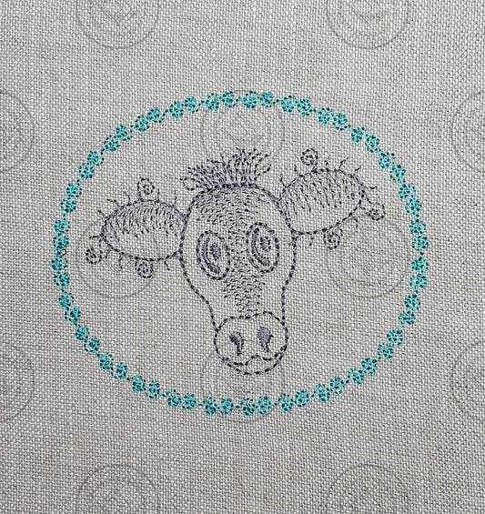 SKETCH CAMEO COW Embroidery Design - SC06 3.5 X 4
