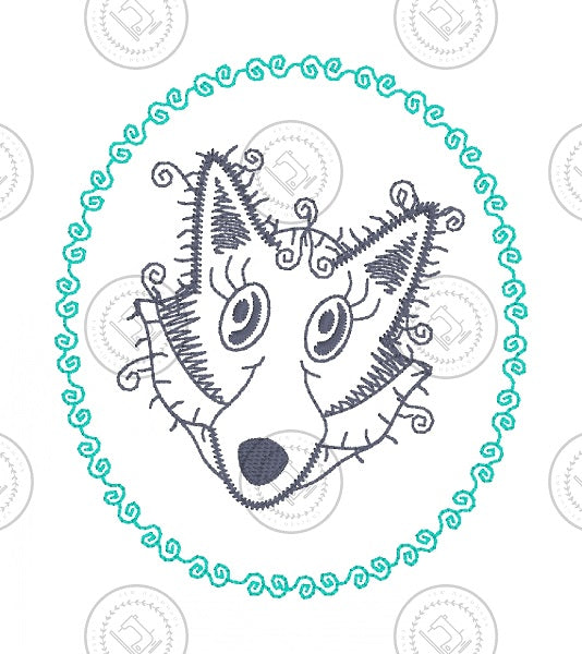SKETCH CAMEO FOX Embroidery Design - SC12 3.5 x 4