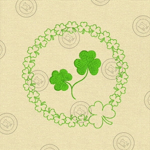 SAINT PATRICKS IRISH SHAMROCK CIRCLE Machine Embroidery Design 4 x 4