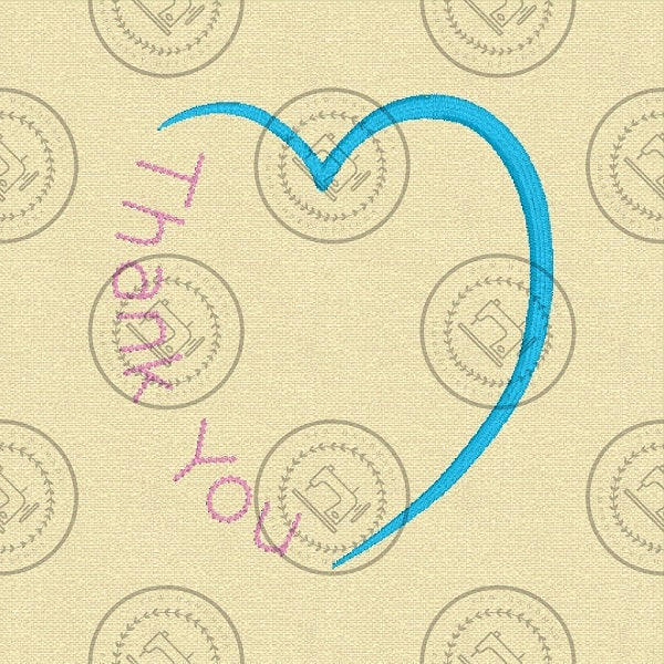 THANK YOU HEART Machine Embroidery Design - TH824 4 x 4