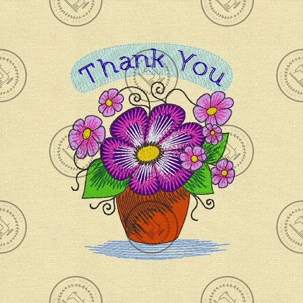 THANK YOU FLOWER PLANT Machine Embroidery Design - TY724 4 x 5