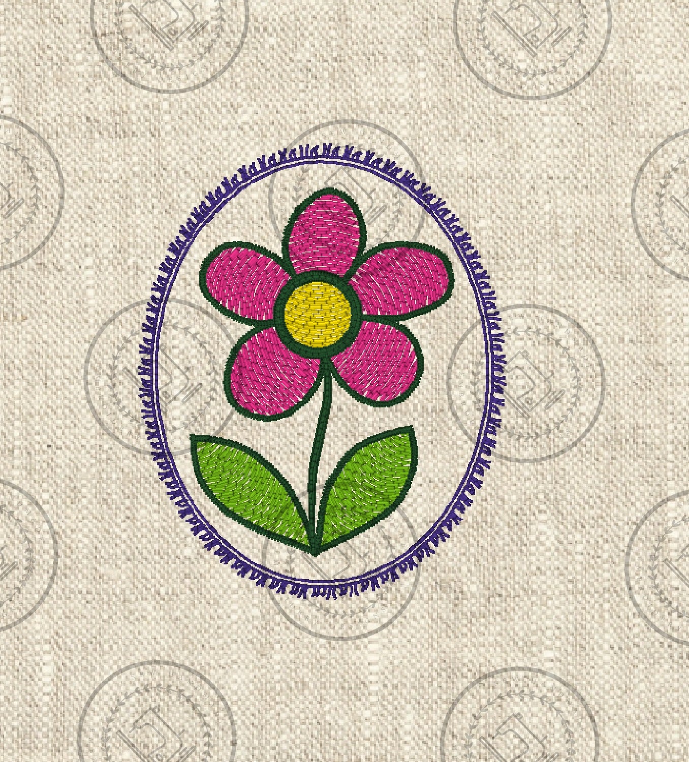 LIGHT FILL FLOWER IN FRAME Embroidery Design - LFF022 3.25 x 4.5