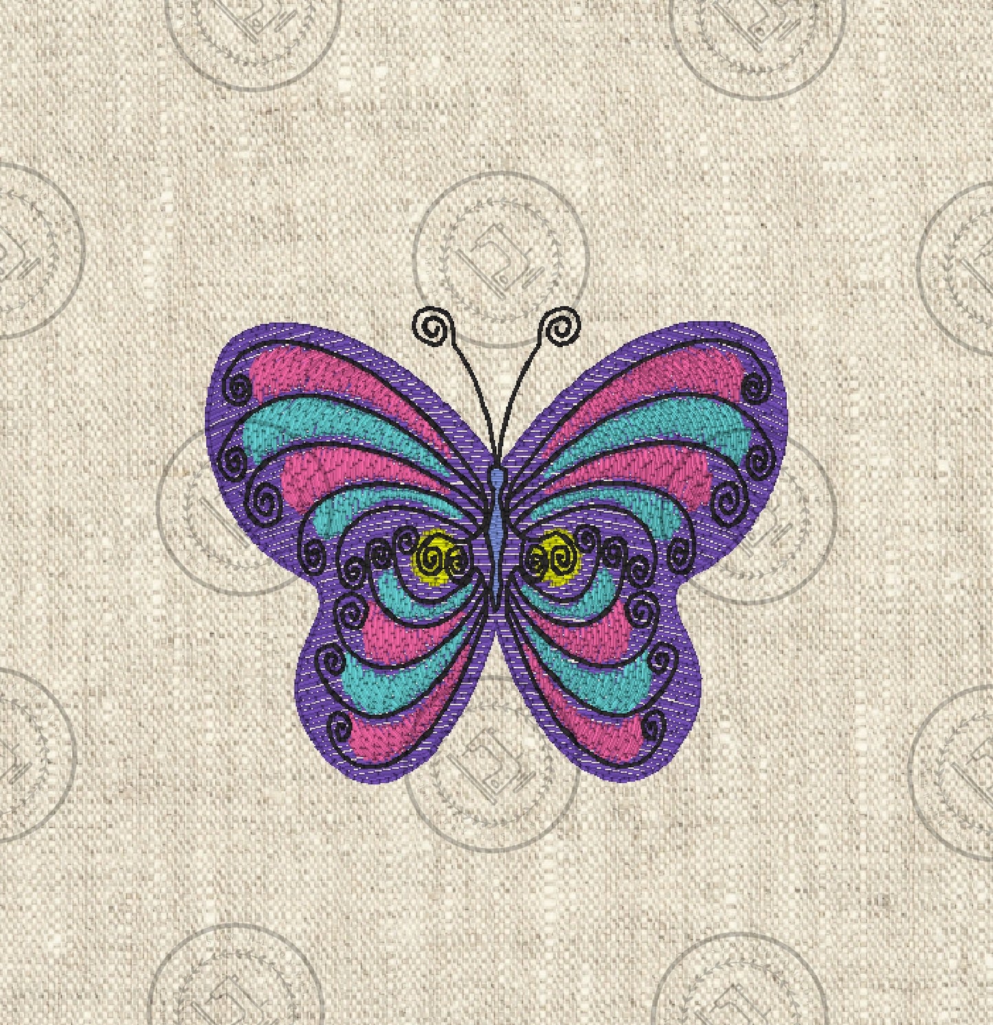 LIGHT FILL MULTI COLOURED BUTTERFLY Embroidery Design - LFB023 4 x 4