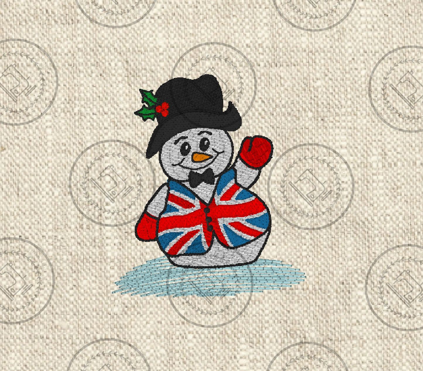 UNION JACK SNOWMAN Embroidery Design - ULS22 4 x 4