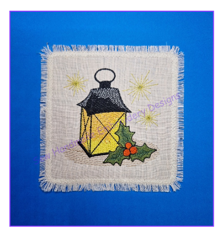 CHRISTMAS HOLLY LANTERN Machine Embroidery Design