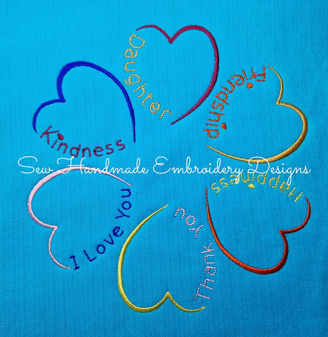 SIX MEANINGFUL HEART HEARTS Machine Embroidery Design