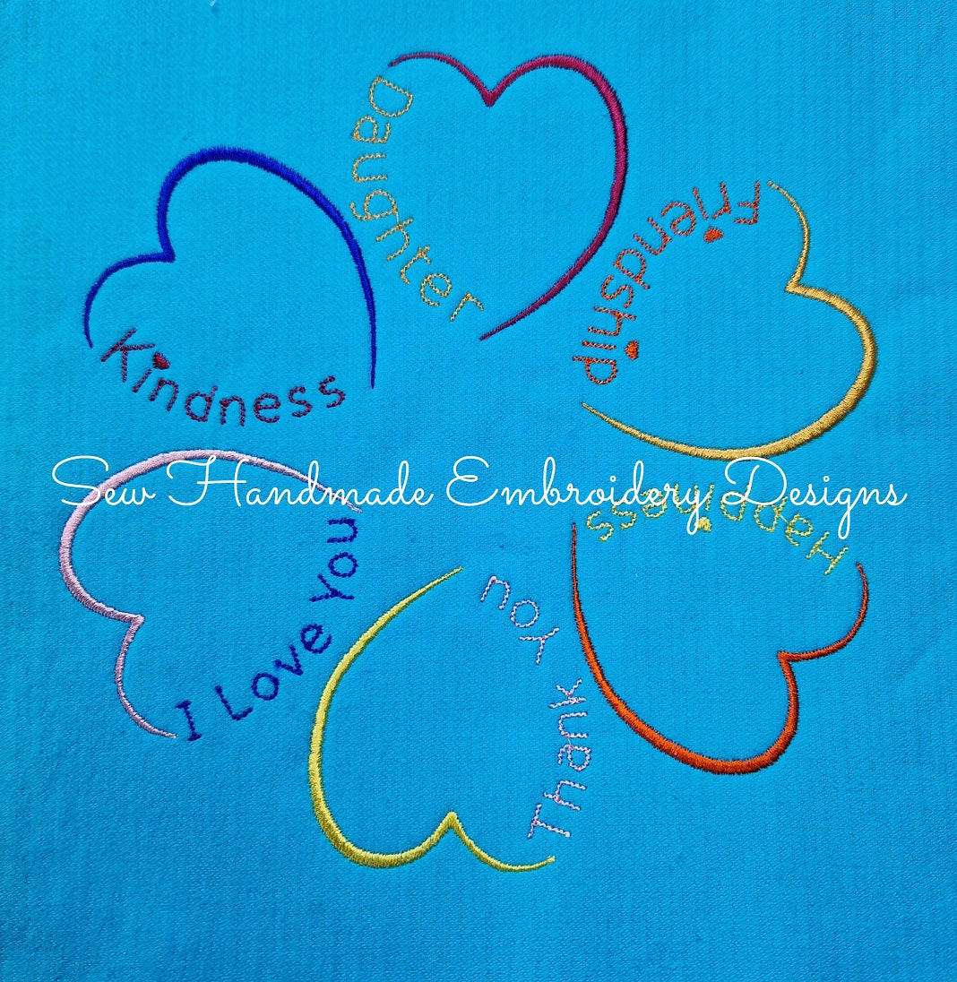 SIX MEANINGFUL HEART HEARTS Machine Embroidery Design