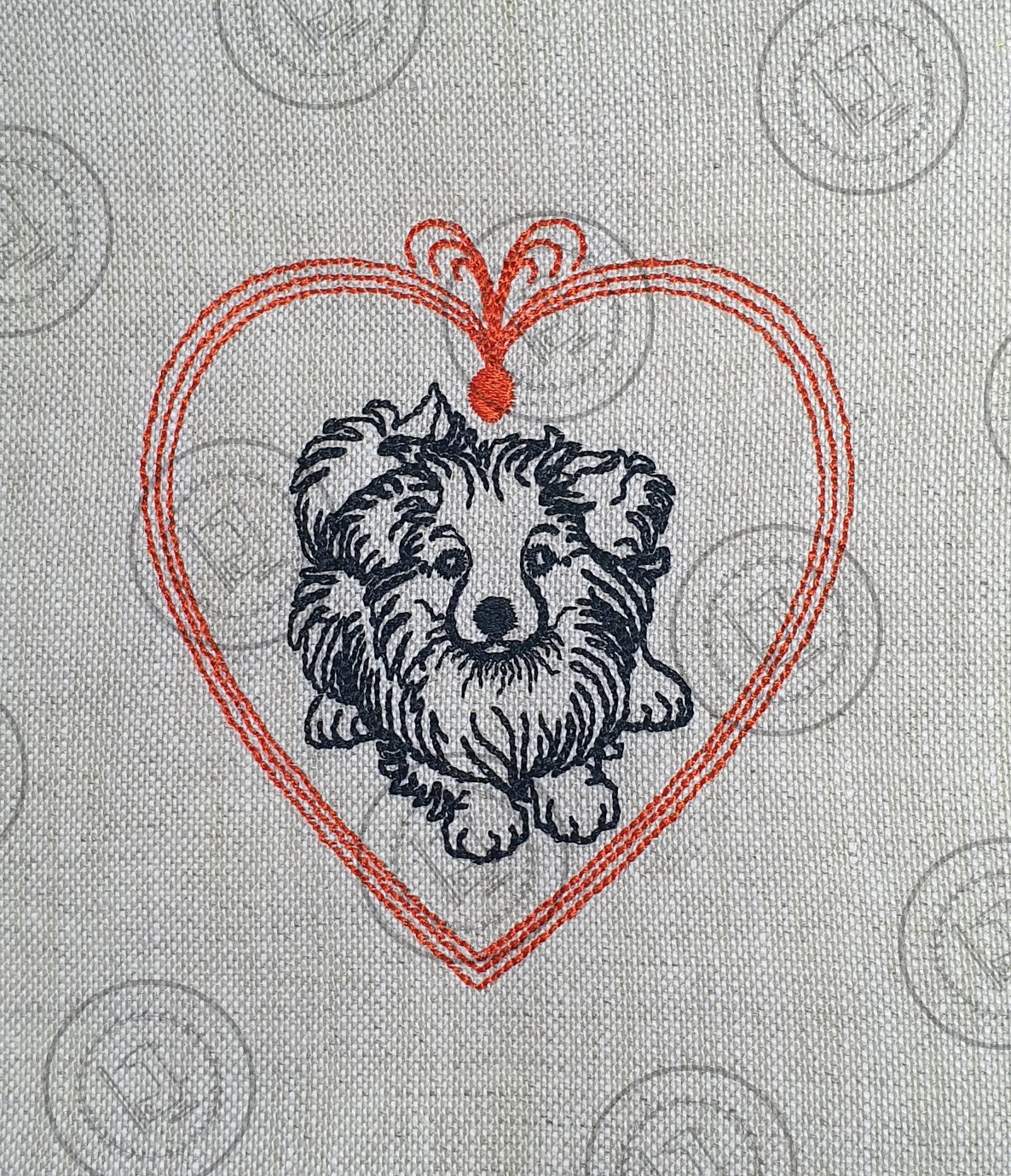 VALENTINE HEART PUPPY DOG SKETCH Embroidery Design