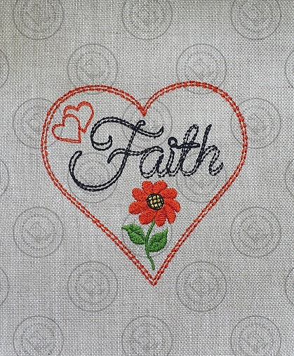 FAITH LOVE HEART Machine Embroidery Design -  FLH624    4 x 4