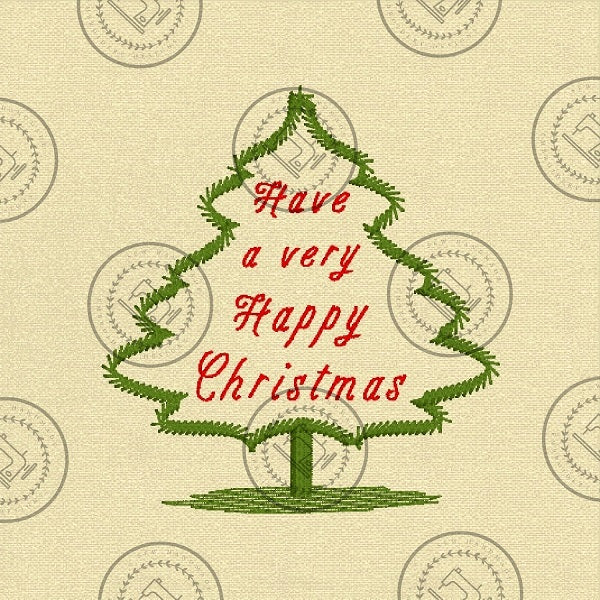 HAPPY CHRISTMAS TREE MESSAGE Machine Embroidery Design