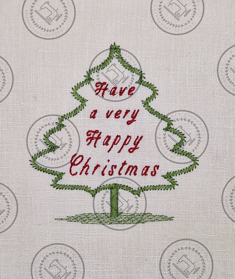 HAPPY CHRISTMAS TREE MESSAGE Machine Embroidery Design