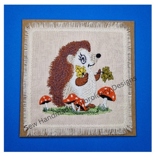 HEDGEHOG IN THE TOADSTOOLS Machine Embroidery Design