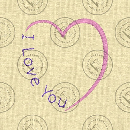 I LOVE YOU HEART Machine Embroidery Design  - LH824   4 x 4