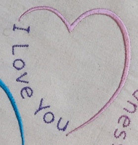 I LOVE YOU HEART Machine Embroidery Design  - LH824   4 x 4