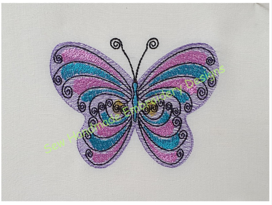LIGHT FILL MULTI COLOURED BUTTERFLY Machine Embroidery Design - LFB023   4 x 4