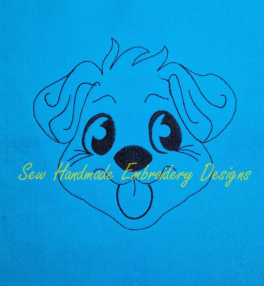 CUTE PUPPY DOG FACE / HEAD Machine Embroidery Design