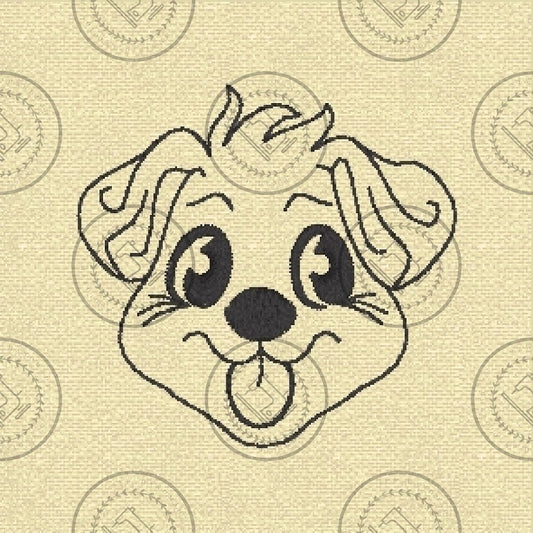 CUTE PUPPY DOG FACE / HEAD Machine Embroidery Design - PDF824s  2.25 x 2.25