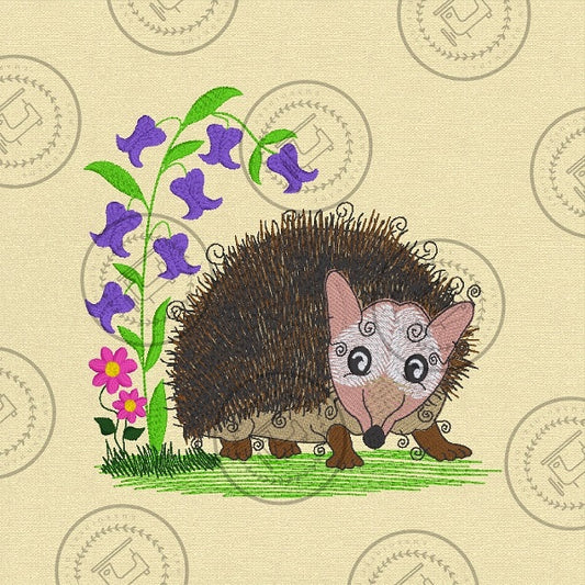 RAGGY HEDGEHOG Embroidery Design - R018   6 x 6