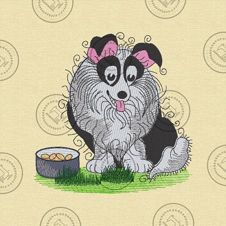 RAGGY COLLIE SHEEPDOG PUPPY DOG Machine Embroidery Design