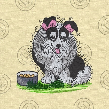 RAGGY COLLIE SHEEPDOG PUPPY DOG Embroidery Design - R019s   4 x 4