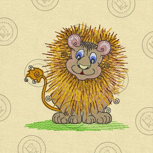 RAGGY LION Embroidery Design - R022s  4 x 4