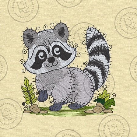 RAGGY RACOON RACCOON Embroidery Design - R026M  5 x 5