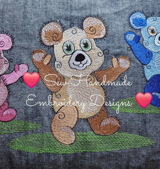 RAGGY TED TEDDY BEAR Machine Embroidery Design