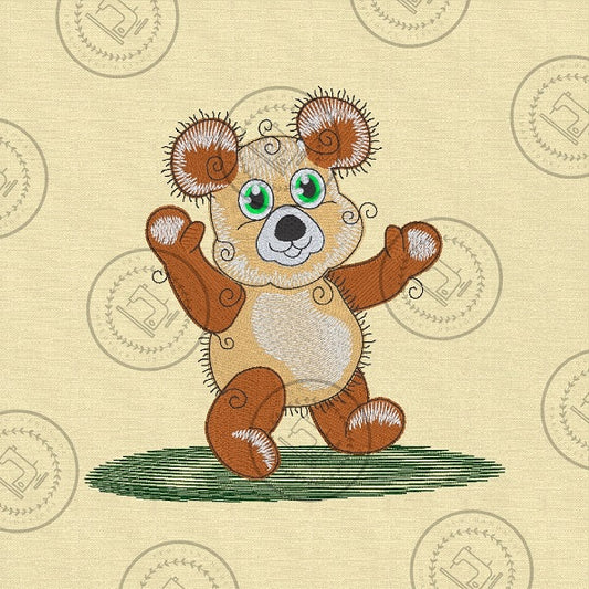 RAGGY TED TEDDY BEAR Machine Embroidery Design - R033XL   7 x 7