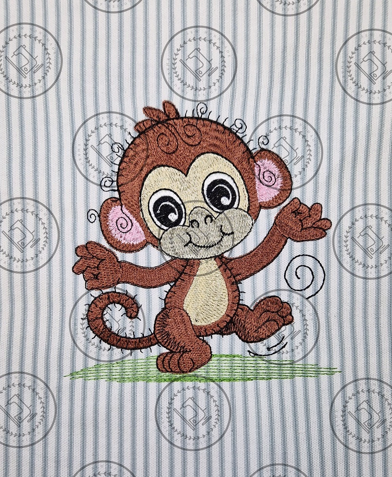 RAGGY DANCING MONKEY Machine Embroidery Design