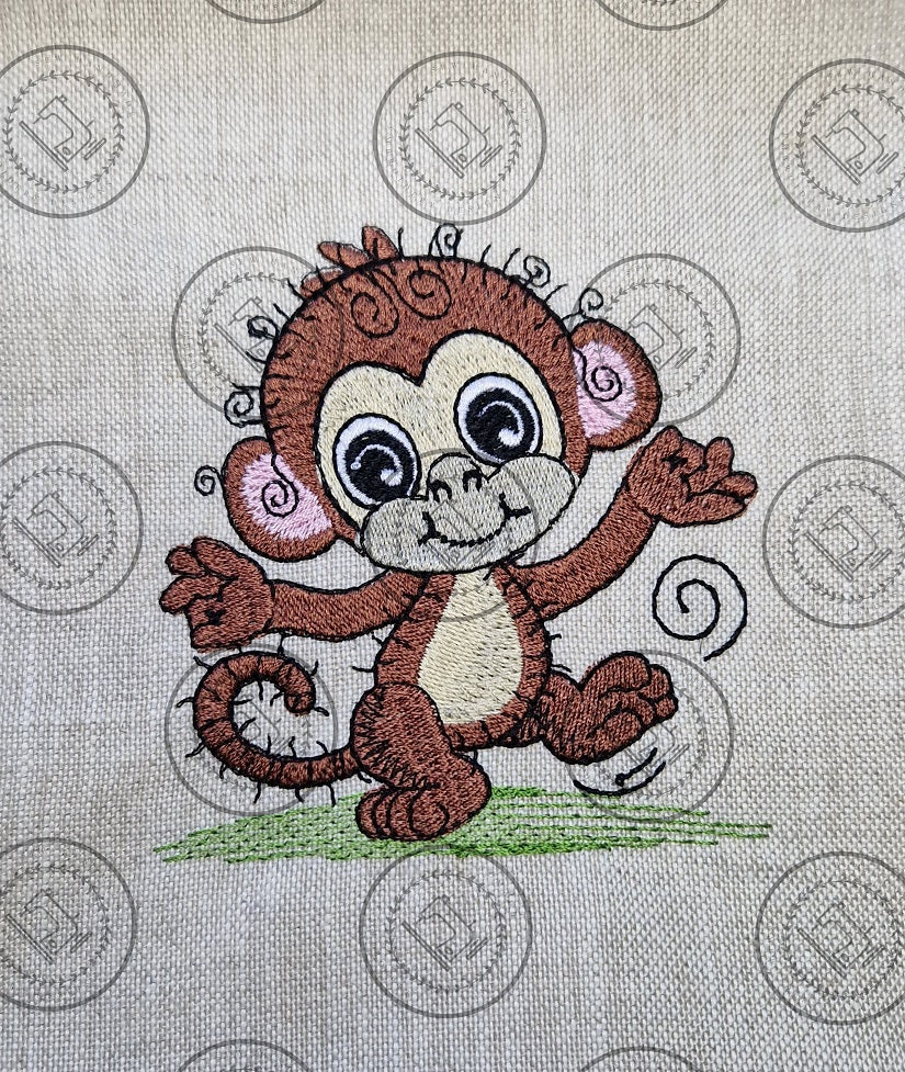 RAGGY DANCING MONKEY Machine Embroidery Design