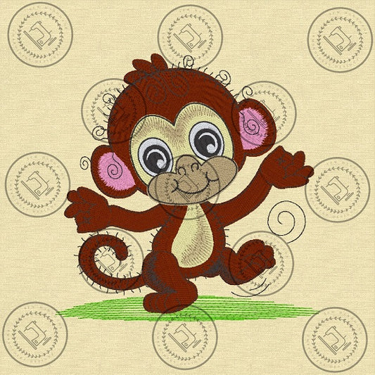 RAGGY DANCING MONKEY Machine Embroidery Design