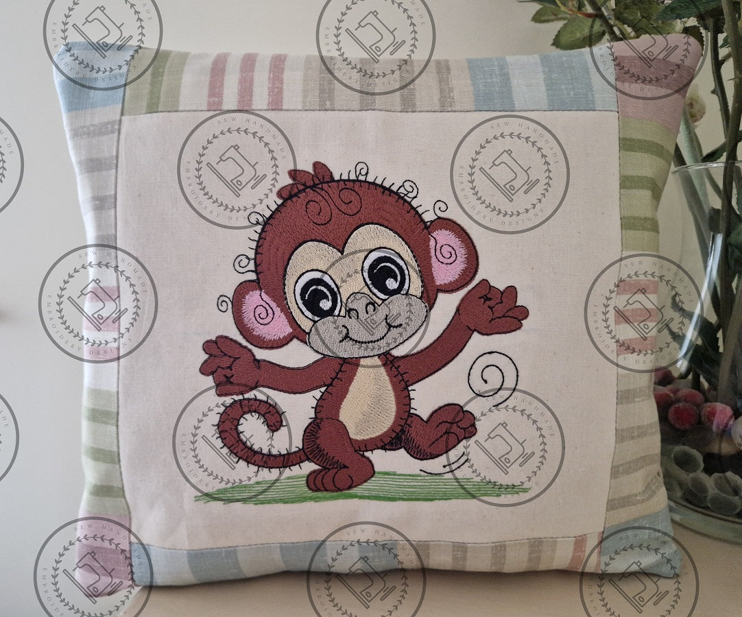 RAGGY DANCING MONKEY Machine Embroidery Design